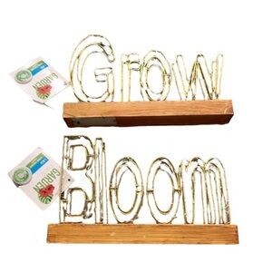 Garden Party BLOOM + GROW Plaque Sign LED Display Wire Frame Light‎